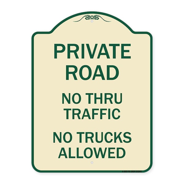 Signmission Private Road No Thru Traffic No Trucks Allowed Heavy-Gauge Aluminum Sign, 24" x 18", TG-1824-23243 A-DES-TG-1824-23243 - main